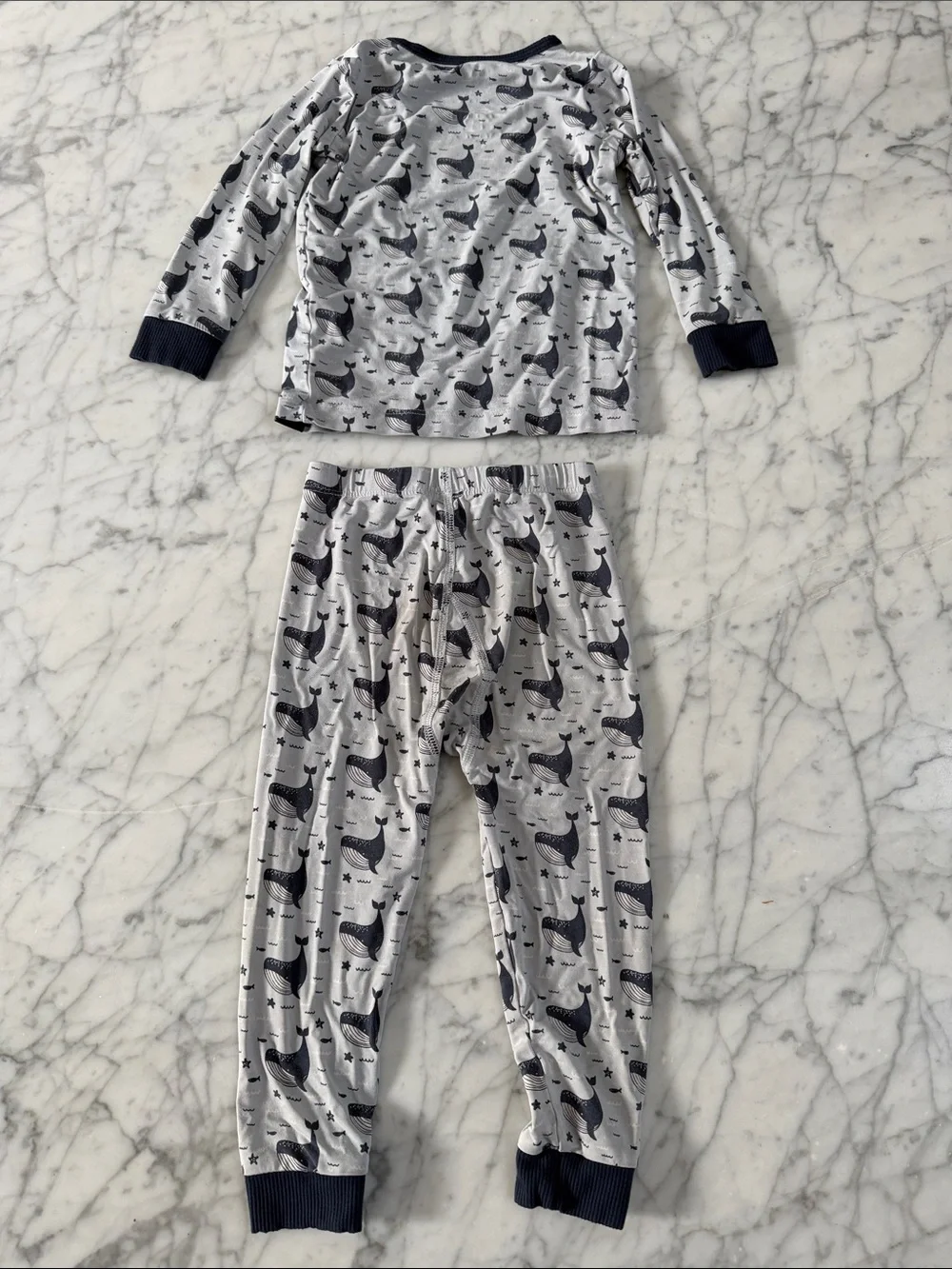 Sweet Bamboo baby pajama Set Sz 18/24 Mo Whale Print